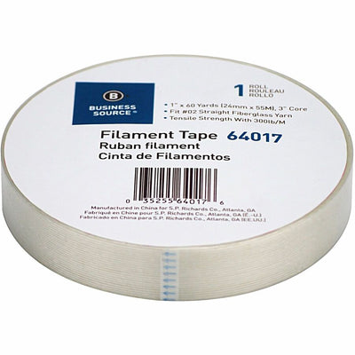 Business Source Heavy-duty Filament Tape, White, 1 Roll, BSN64017