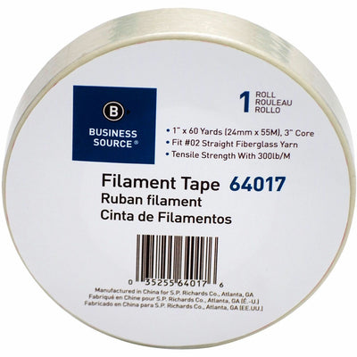 Business Source Heavy-duty Filament Tape, White, 1 Roll, BSN64017