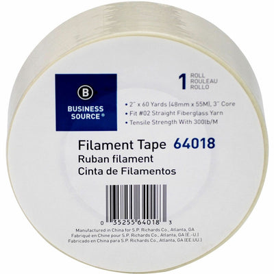 Business Source Heavy-duty Filament Tape, White, 1 Roll, BSN64018