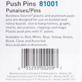 Business Source 1/2" Head Push Pins, Assorted, 100 / Box, BSN81001