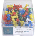 Business Source 1/2" Head Push Pins, Assorted, 100 / Box, BSN81001