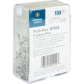 Business Source 1/2" Head Push Pins, Clear, 100 / Box, BSN81002