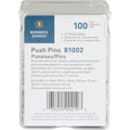 Business Source 1/2" Head Push Pins, Clear, 100 / Box, BSN81002