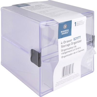 Business Source 4-drawer Storage Organizer, Clear, 4EA/CT — view 1
