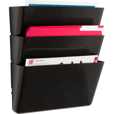 Lorell Wall File Pockets, Black, 3 / Pack, LLR60000