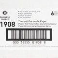 Business Source Thermal Fax Paper Rolls, White, 8 1/2" x 98 ft, 6 / Carton, BSN01908