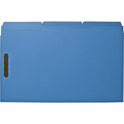 Business Source 1/3 Tab Cut Legal Recycled Fastener Folder, Blue, 8 1/2" Width x 14" Length, 50 / Box, BSN17219