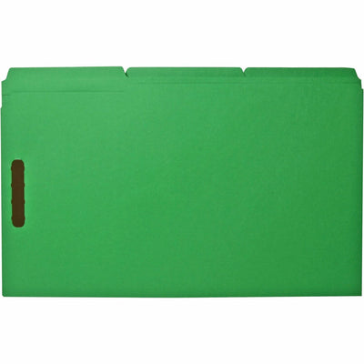 Business Source 1/3 Tab Cut Legal Recycled Fastener Folder, Green, 8 1/2" Width x 14" Length, 50 / Box, BSN17220