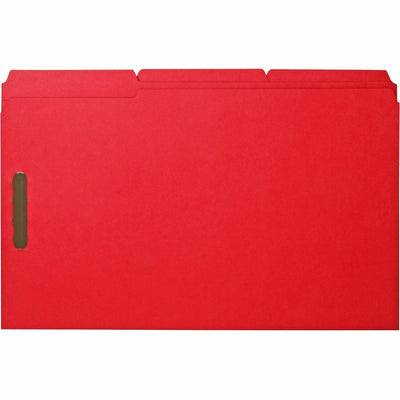 Business Source 1/3 Tab Cut Legal Recycled Fastener Folder, Red, 8 1/2" Width x 14" Length, 50 / Box — view 1