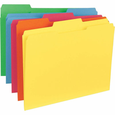 Business Source 1/3 Tab Cut Letter Recycled Classification Folder, Yellow, 8 1/2" Width x 11" Length, 100 / Box — view 1
