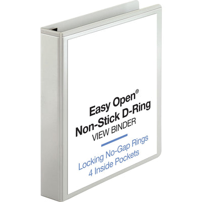 Business Source Locking D-Ring View Binder, White, 8 1/2" Width x 11" Length, BSN26957