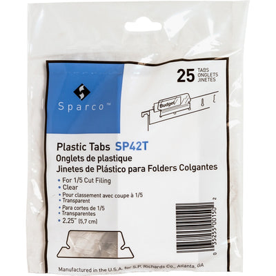 Business Source Plastic Clear Tabs, 25 / Pack — view 1