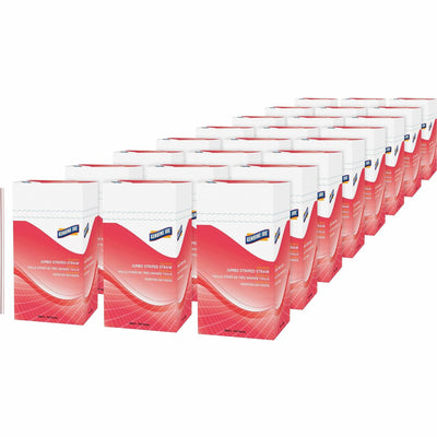 Genuine Joe Jumbo Striped Straws, White, 24 / Carton, GJO58944CT