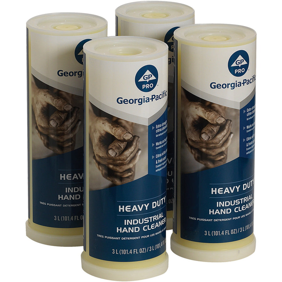 Georgia-Pacific Heavy-Duty Gel Industrial Hand Cleaner Dispenser Refills, Clear, Fast Acting, 4 / Carton, GPC44627