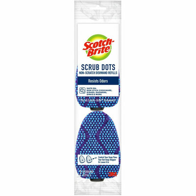 3M Scotch-Brite Scrub Dots Dishwand Refill, Blue, 2 / Pack, MMM48727