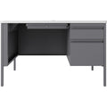 Lorell Fortress Series 48" Right-Pedestal Teachers Desk, Gray, LLR66940