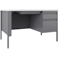 Lorell Fortress Series 48" Right-Pedestal Teachers Desk, Gray, LLR66940