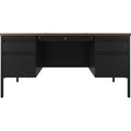 Lorell Fortress Series Double-Pedestal Teachers Desk, Black, LLR66941