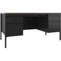 Lorell Fortress Series Double-Pedestal Teachers Desk, Black, LLR66941