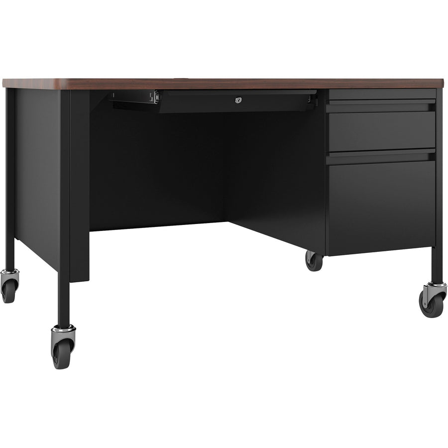 Lorell Fortress Series 48" Mobile Right-Pedestal Teachers Desk, Locking Casters, LLR66943