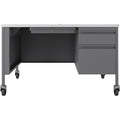 Lorell Fortress Series 48" Mobile Right-Pedestal Teachers Desk, Gray, LLR66944