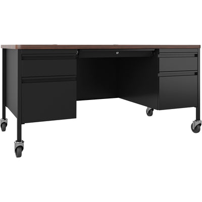Lorell Fortress Series Mobile Double-Pedestal Teachers Desk, LLR66945