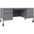 Lorell Fortress Series Mobile Double-Pedestal Teachers Desk, Gray, LLR66946