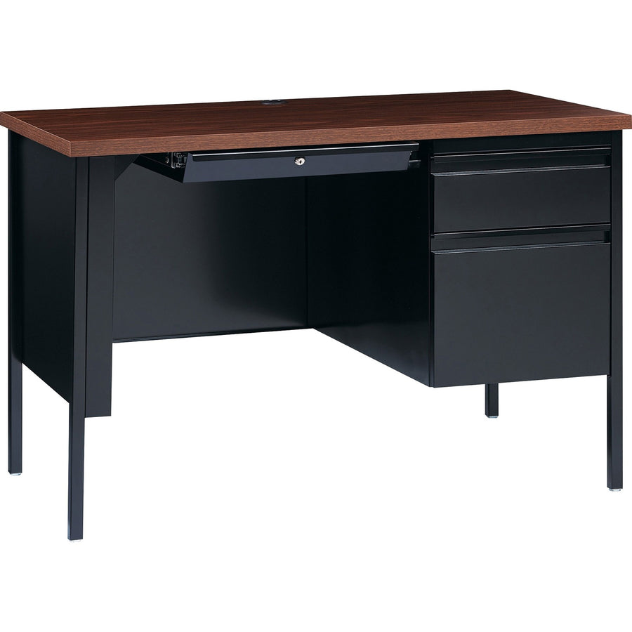 Lorell Fortress Series 45-1/2" Right Single-Pedestal Desk, 1.1" Thickness - Top, Cord Management, LLR66948