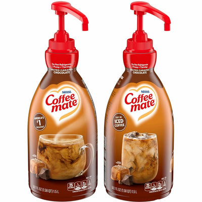Nestle Professional Coffee mate Salted Caramel Chocolate Liquid Concentrate Coffee Creamer - Pump Bottle, 2 / Carton, NES79976CT