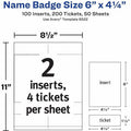 Avery Vertical Name Badge and Ticket Insertsfor Laser and Inkjet Printers, White, 1 Box, AVE8522