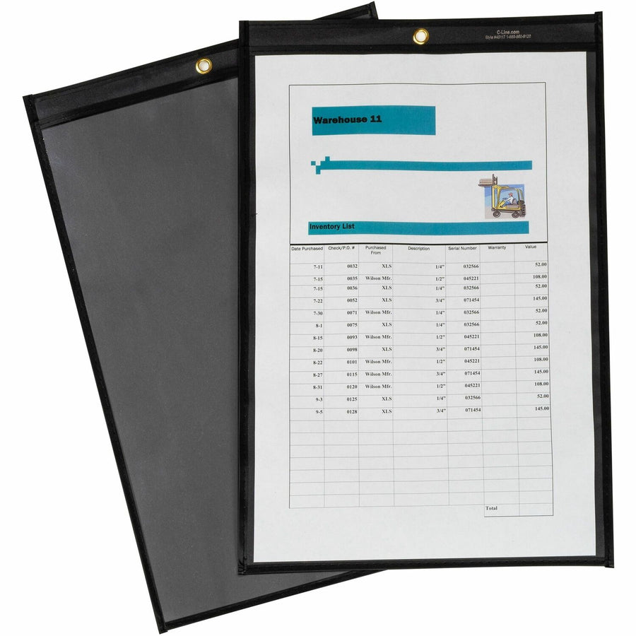 C-Line Stitched Shop Ticket Holders, Clear, Vinyl, Top Loading, 1 / Box, CLI45117