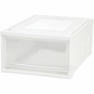 IRIS Stackable Storage Box Drawer, White, 3 / Carton, IRS129771