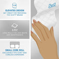 Kimberly-Clark Scott Pro Paper Core High-Capacity Standard Roll Toilet Paper with Elevated Design, White, 1 Carton, KCC47305
