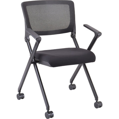 Lorell Mobile Mesh Back Nesting Chairs with Arms, 2 / Carton, LLR41845