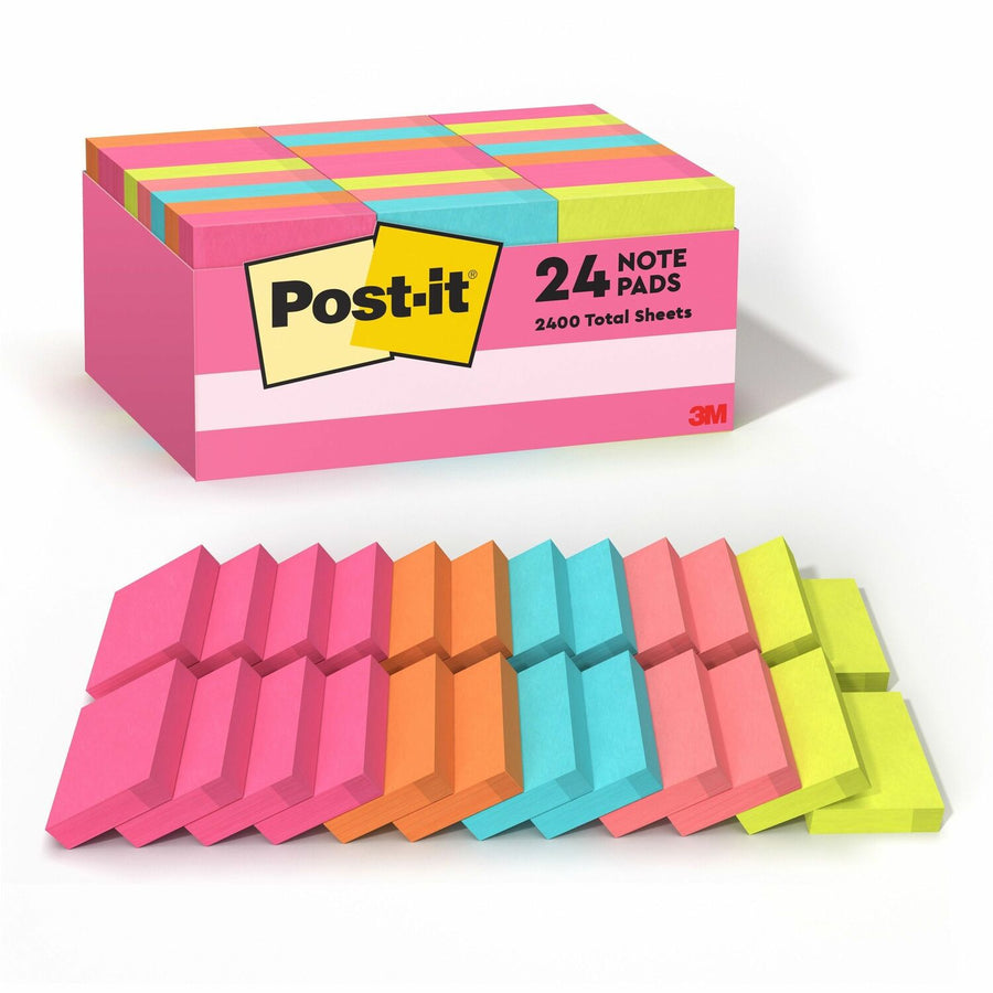Post-it® Notes Value Pack, Guava, Recyclable, 24 / Pack, MMM65324ANVAD