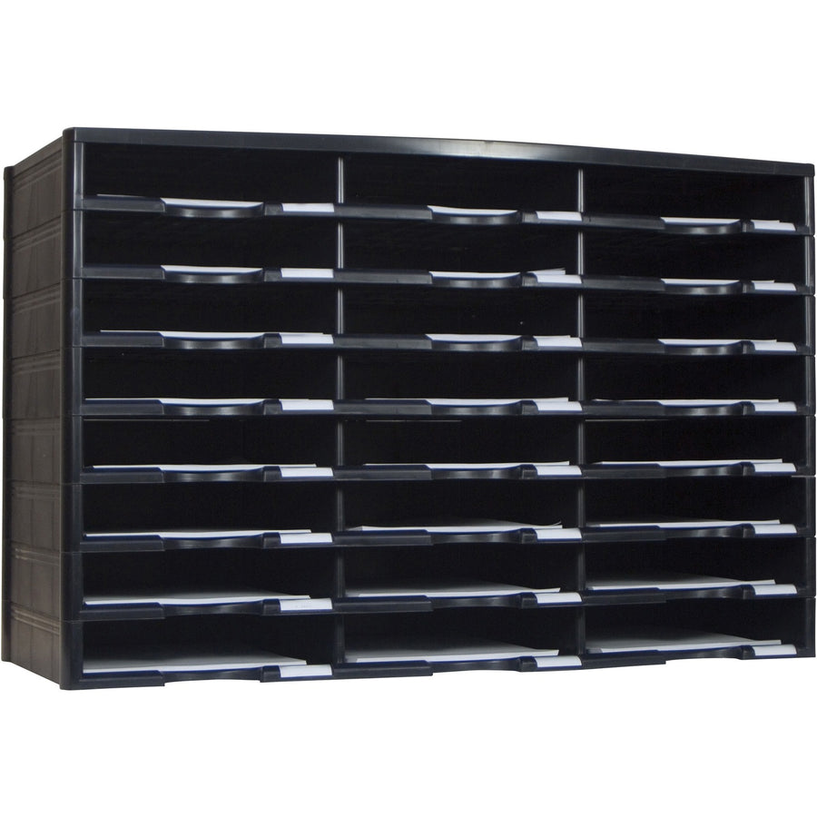 Storex Stackable Literature Sorter, 14.13" x 20.50", Black, Polystyrene, Lightweight, STX61435U01C