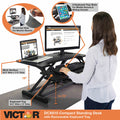 Victor High Rise Height Adjustable Compact Standing Desk with Keyboard Tray, Black, VCTDCX610