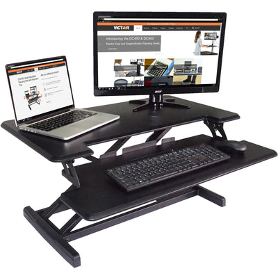 Victor High Rise Height Adjustable Compact Standing Desk with Keyboard Tray, Black, VCTDCX610