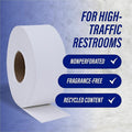Genuine Joe 2-ply Jumbo Roll Dispenser Bath Tissue, White, 54 / Pallet, GJO2565012PL