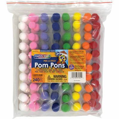 Dixon Ticonderoga Creativity Street Peel-n-Stick Pom Pons, Red, 240 / Pack, PACAC813001