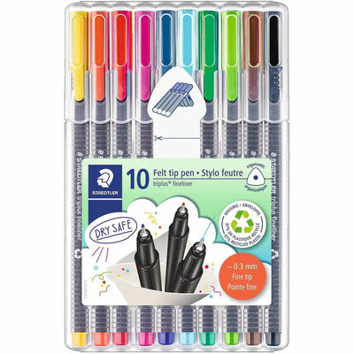 Staedtler Triplus Fineliner 10-piece Porous Point Pens, STD334SB10A6