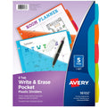 Avery Write & Erase Durable Plastic Dividers with Pocket, Multicolor, 1 Set, AVE16102