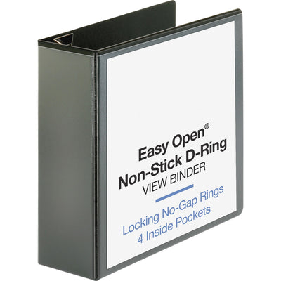Business Source Locking D-Ring View Binder, Black, 8 1/2" Width x 11" Length, 6EA/CT — view 1