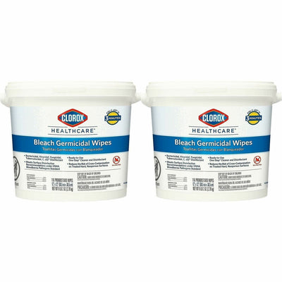 The Clorox Company Clorox Healthcare Bleach Germicidal Wipes Bucket, White, 2 / Carton, CLO30358CT