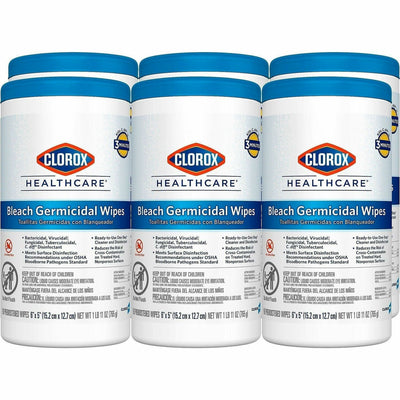 The Clorox Clorox Healthcare Bleach Germicidal Wipes, White, 25 / Bundle, CLO30577BD