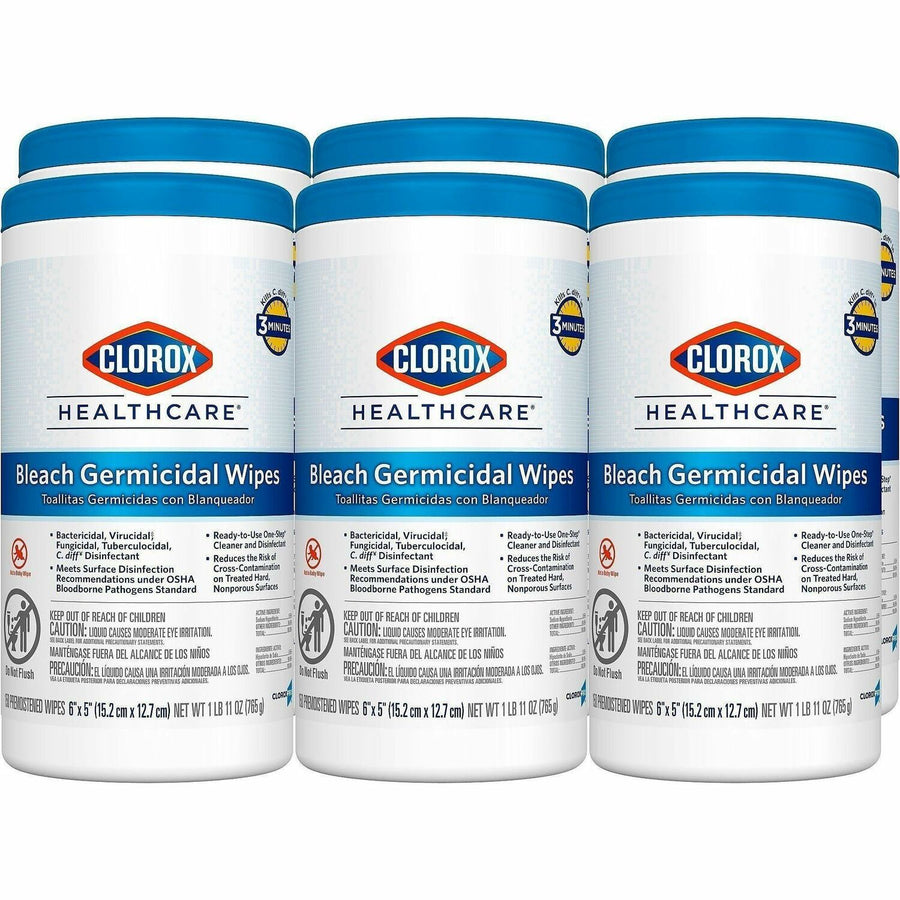 Clorox Healthcare Bleach Germicidal Wipes, White, Residue-free, 2 / Pallet, CLO30577PL