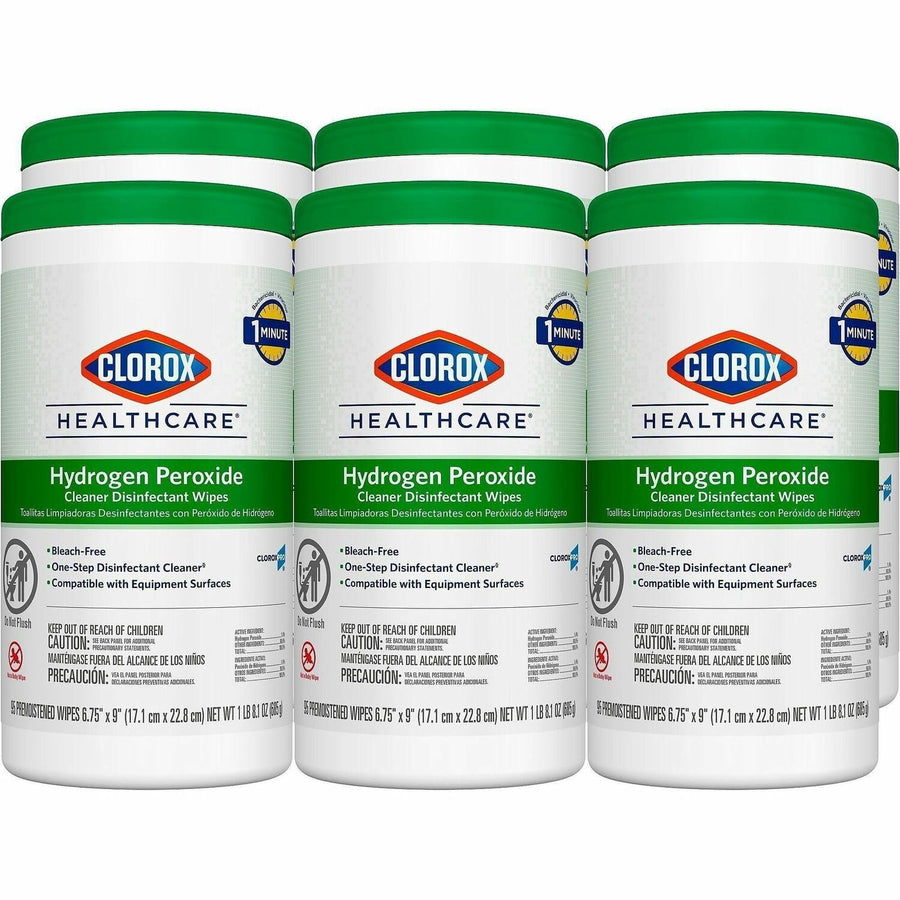 Clorox Healthcare Hydrogen Peroxide Cleaner Disinfectant Wipes, White, Antibacterial, 75 / Pallet, CLO30824PL