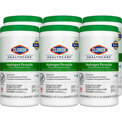The Clorox Company Clorox Healthcare Hydrogen Peroxide Cleaner Disinfectant Wipes, White, 6 / Carton, CLO30825CT