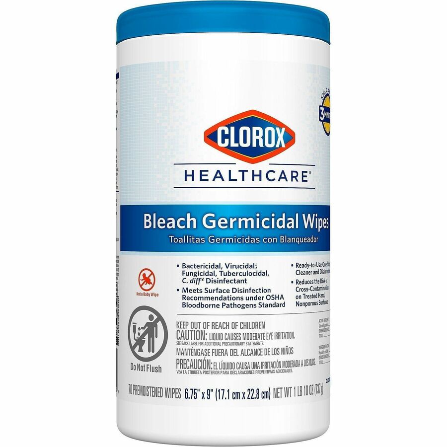 Clorox Healthcare Bleach Germicidal Wipes, White, Antibacterial, 75 / Pallet, CLO35309PL