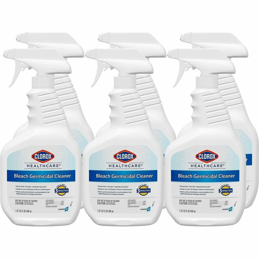 Clorox Healthcare Bleach Germicidal Cleaner Spray, Clear, Disinfectant, 2 / Pallet, CLO68970PL